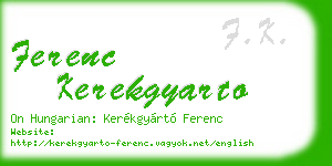 ferenc kerekgyarto business card